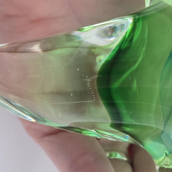 Hand Blown Starfish Glass Paperweight Green Clear Thick Heavy 2.6lb - Picture 9 of 16
